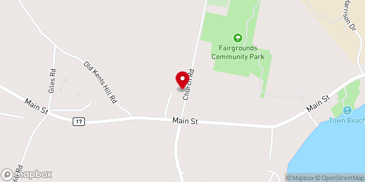 Map showing location of Readfield Union Meeting House