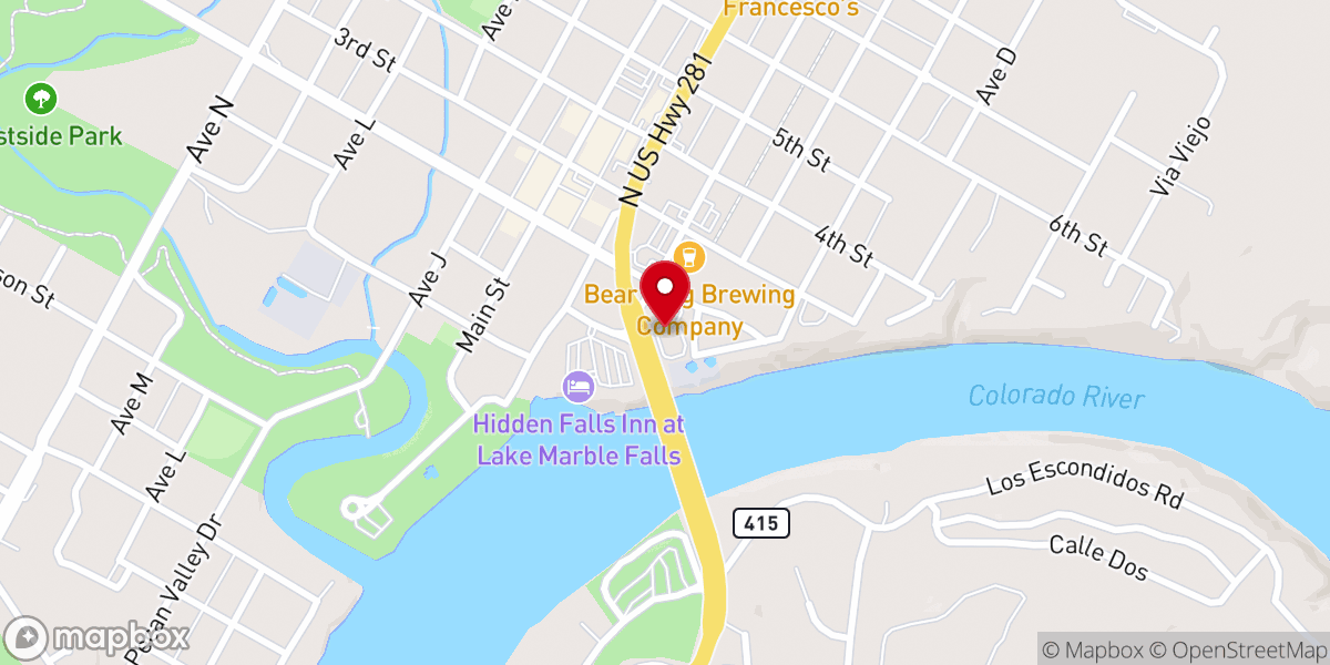 Map showing location of Austin Ridge Bible Church Highland Lakes Office