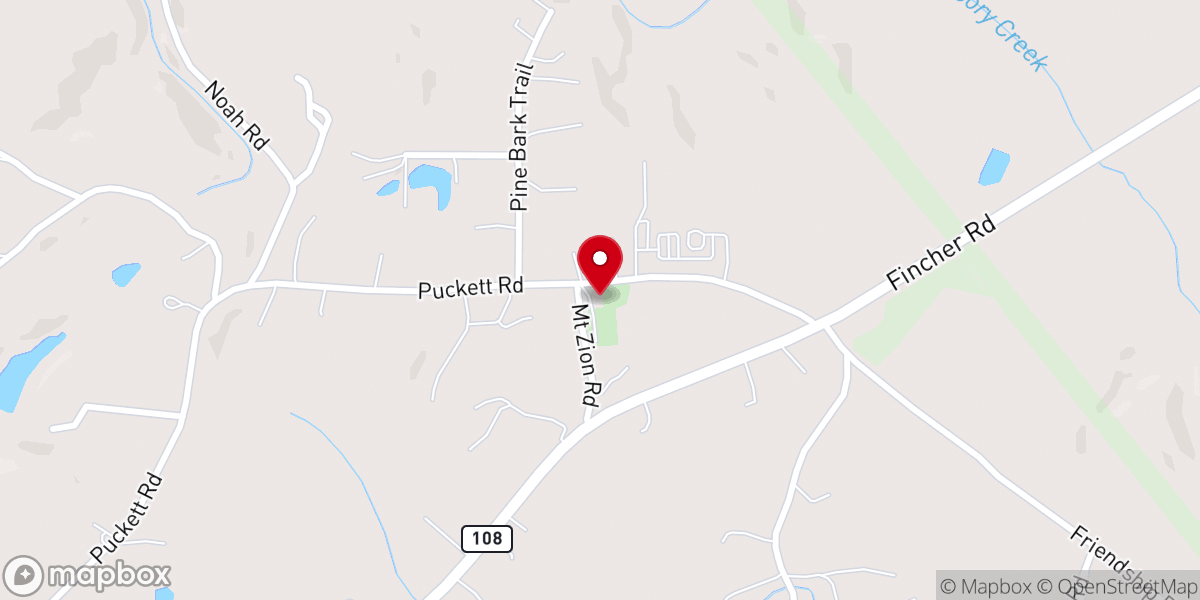 Map showing location of Mount Zion Church
