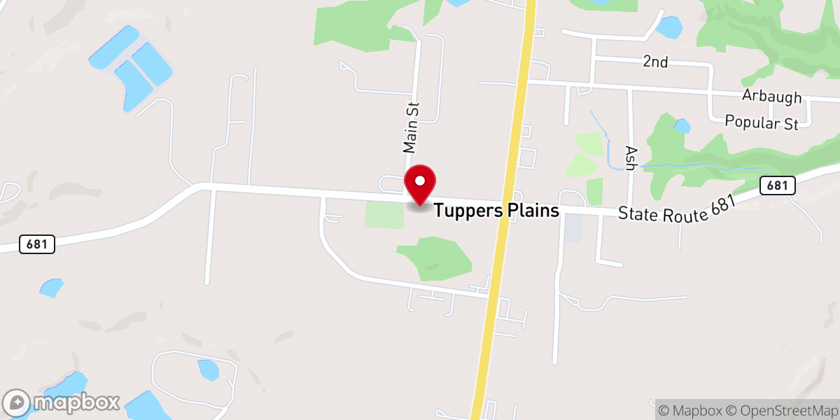 Map showing location of Tuppers Plains Christian Church