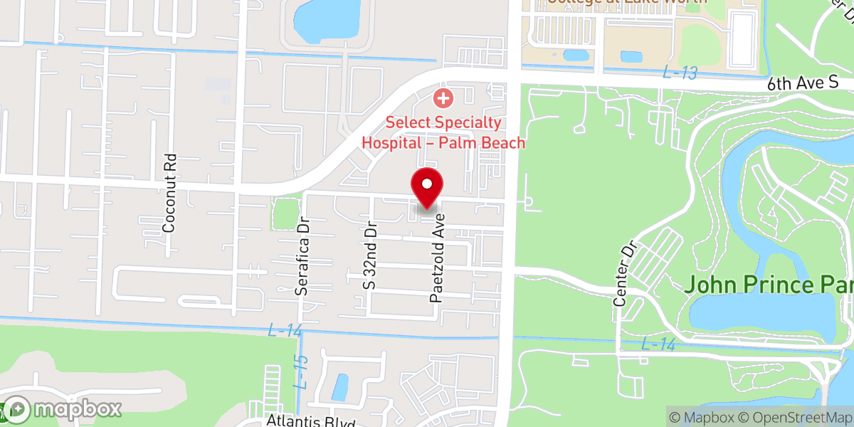 Map showing location of Lake Worth Portuguese Congregation