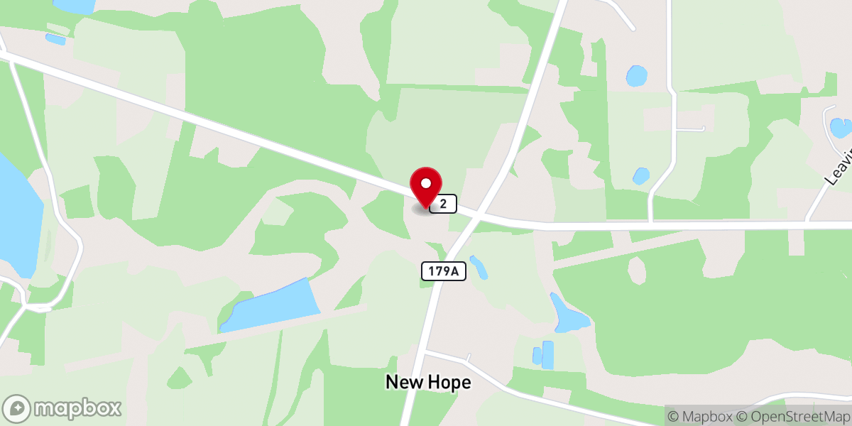 Map showing location of New Hope Baptist Church