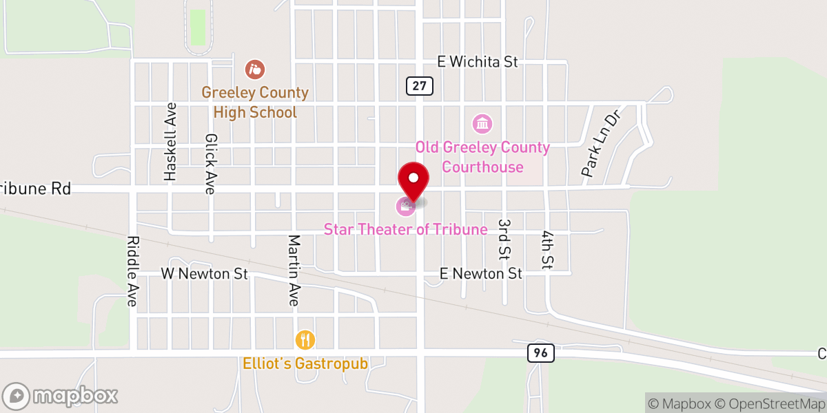 Map showing location of Star Theater of Tribune