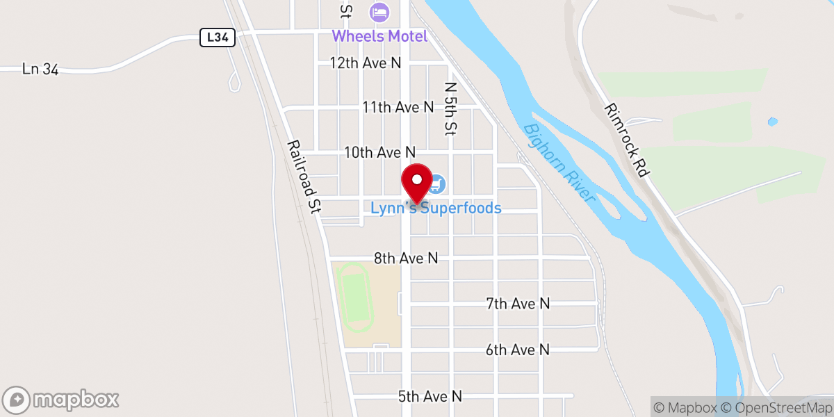 Map showing location of Greybull Alliance Church