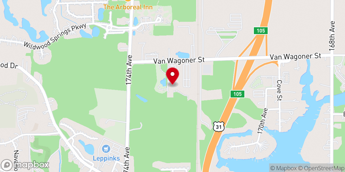 Map showing location of Risen Church Lakeshore