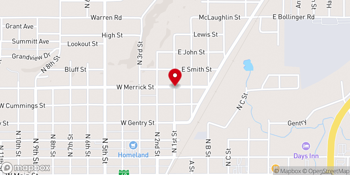 Map showing location of Freewill Baptist Church