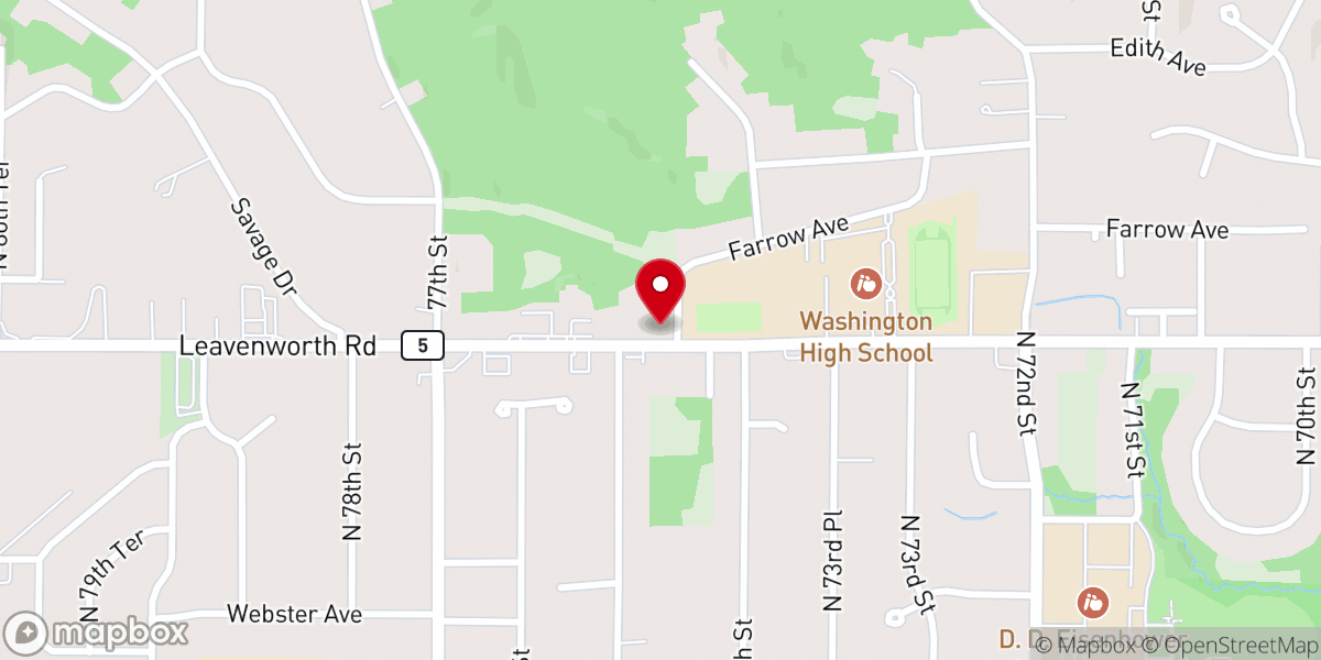 Map showing location of First Baptist Church of Bethel