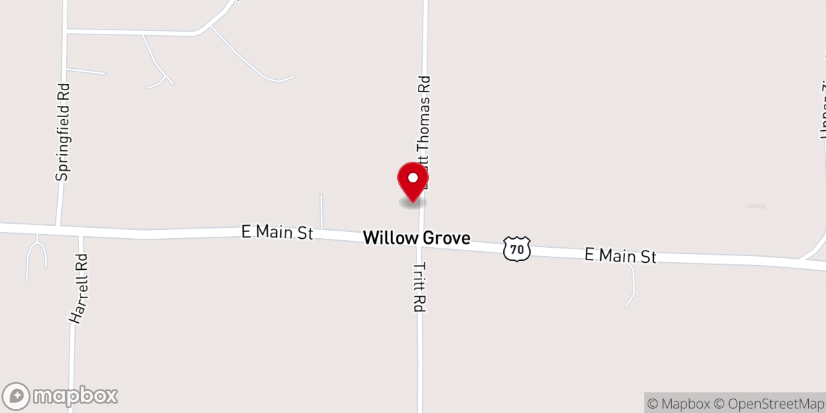 Map showing location of Browns Creek Church