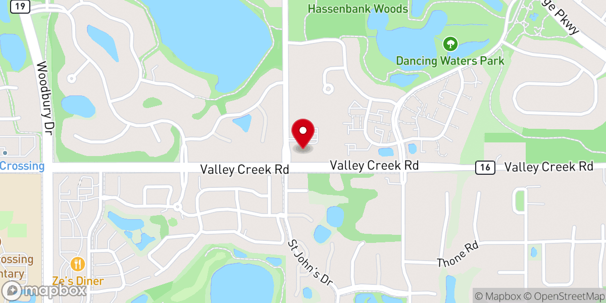 Map showing location of St. John Lutheran Church Woodbury