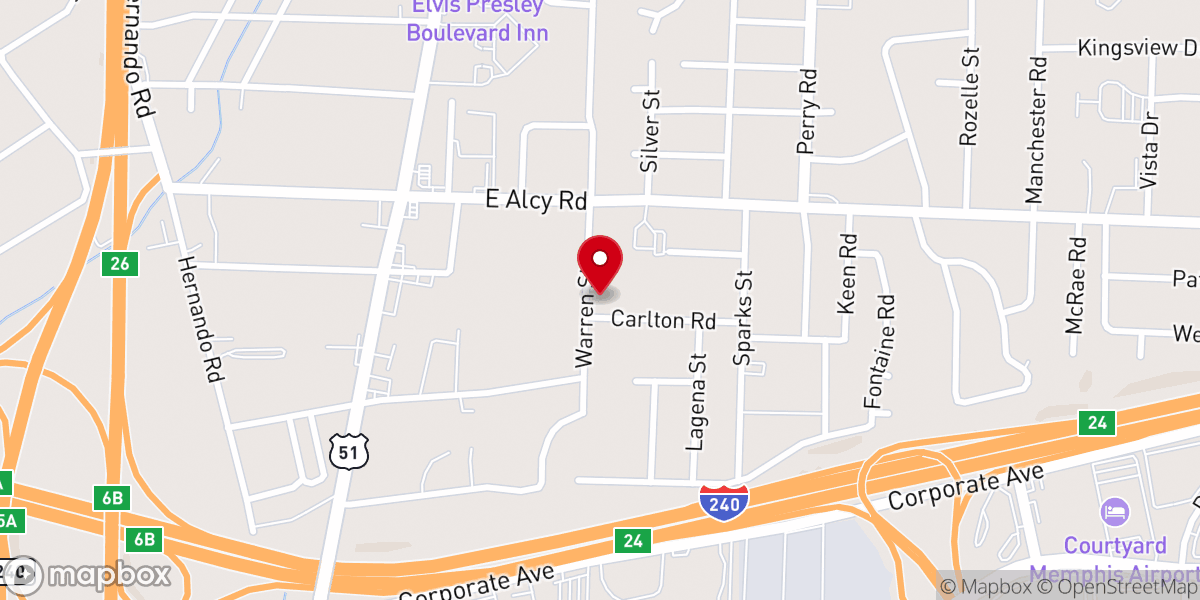 Map showing location of New Harvest Baptist Church