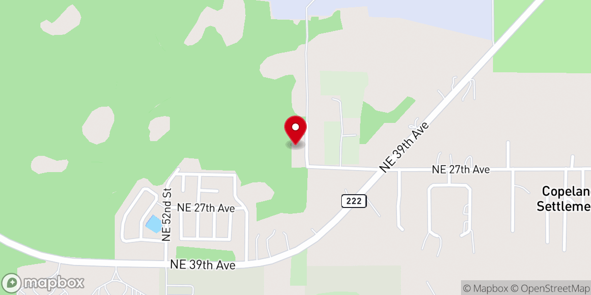 Map showing location of Newnans Lake Church