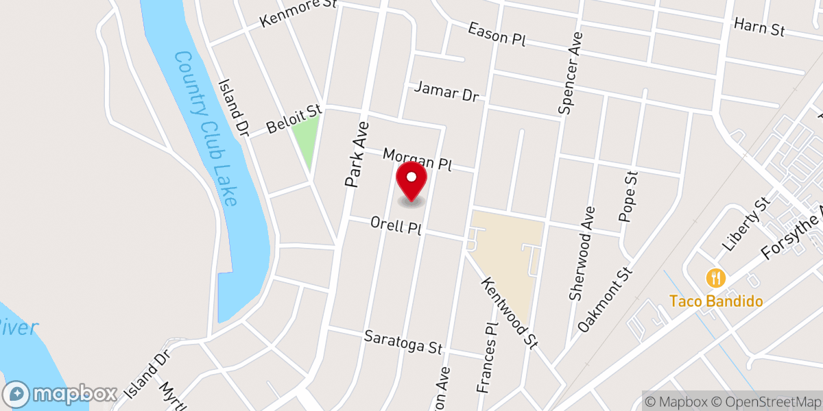 Map showing location of First Cumberland Presbyterian Church