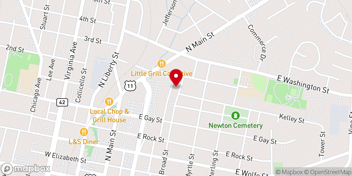 Map showing location of First Baptist Church