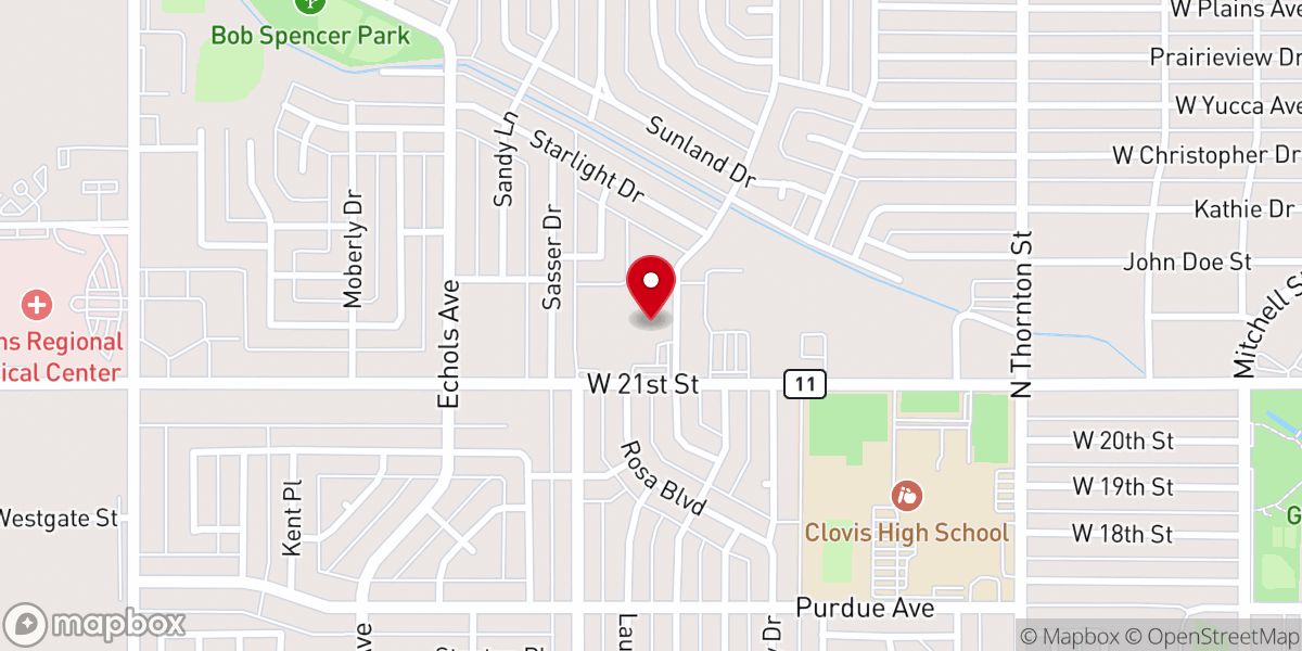 Map showing location of Calvary Chapel Clovis