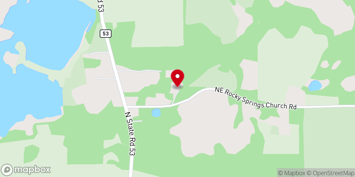 Map showing location of Rocky Springs United Methodist Church