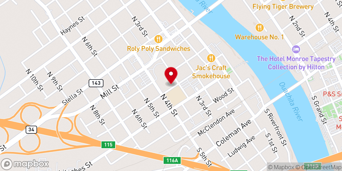 Map showing location of First West - West Monroe Campus