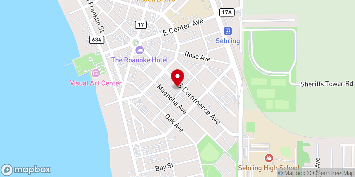 Map showing location of Southside Baptist Church