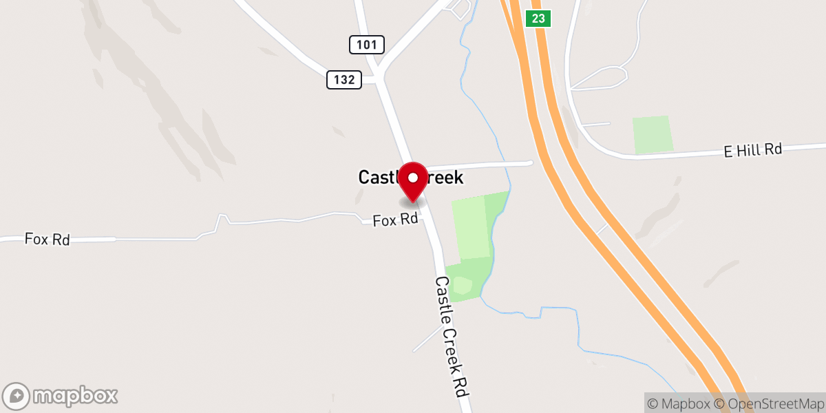 Map showing location of Castle Creek United Methodist Church