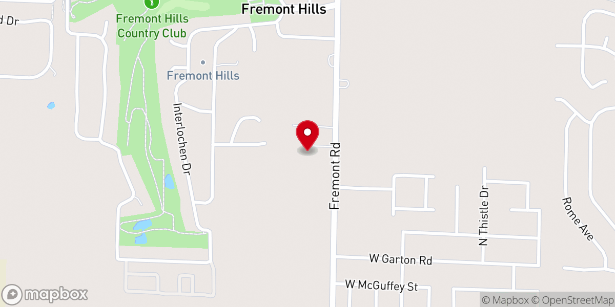 Map showing location of Fremont Hills First Baptist Church