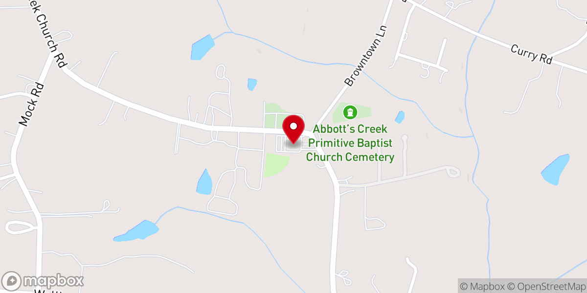 Map showing location of Abbotts Creek Missionary Baptist Church