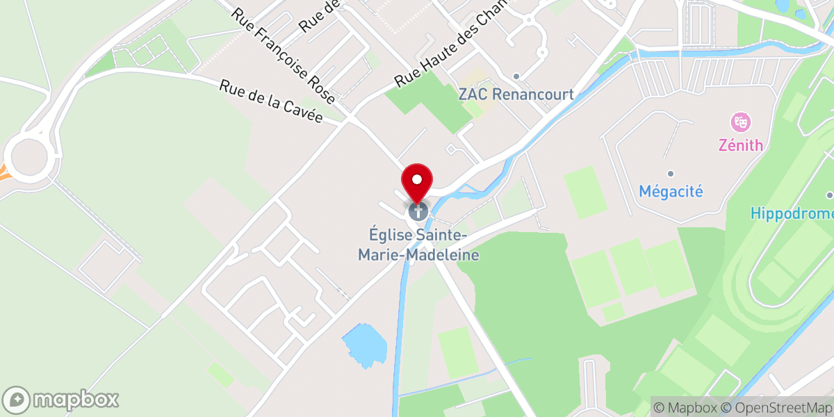 Map showing location of Église de Renancourt