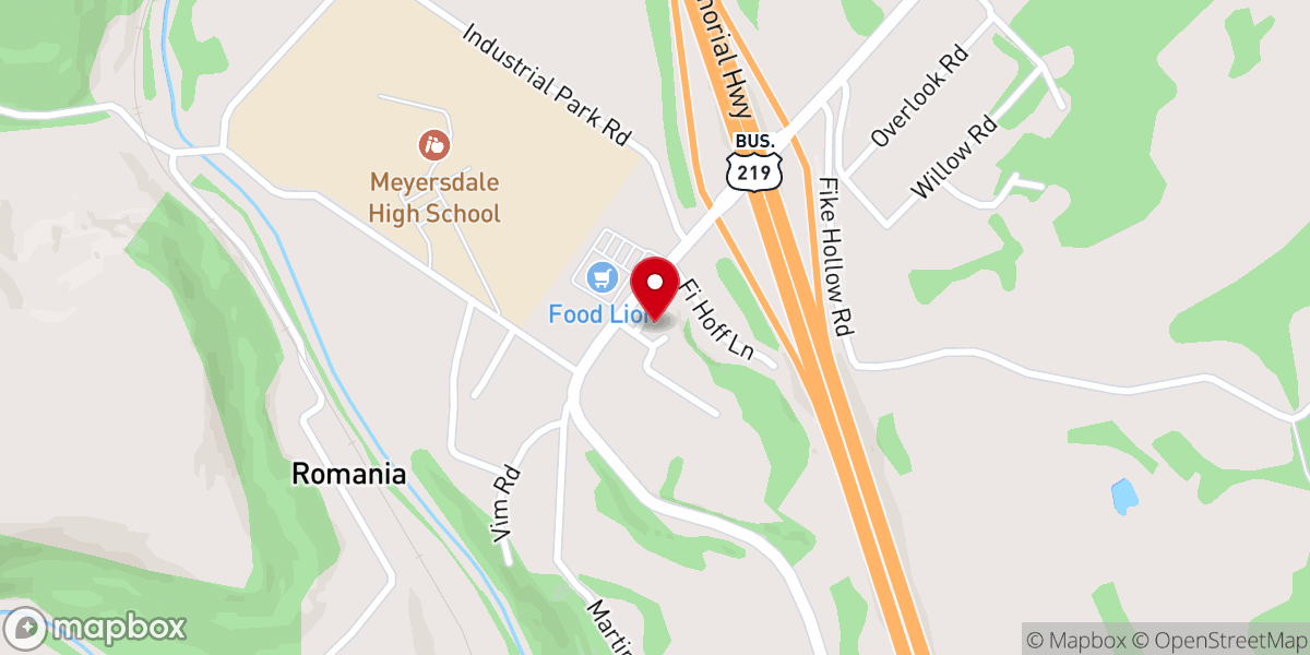 Map showing location of Meyersdale Church of Christ