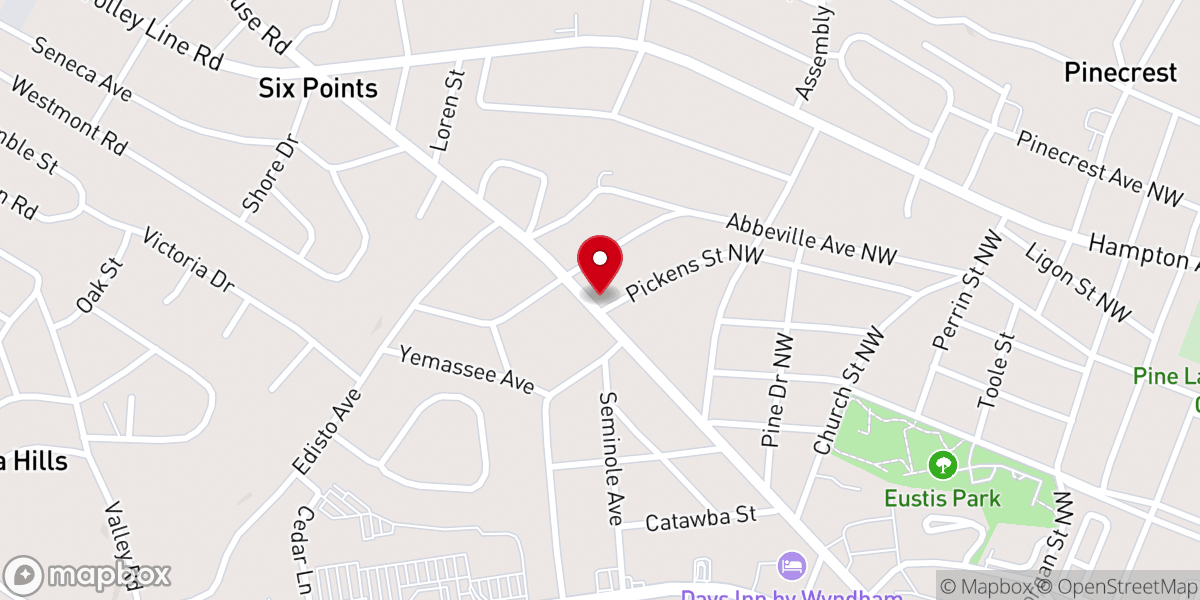 Map showing location of New Life Ministries of Aiken