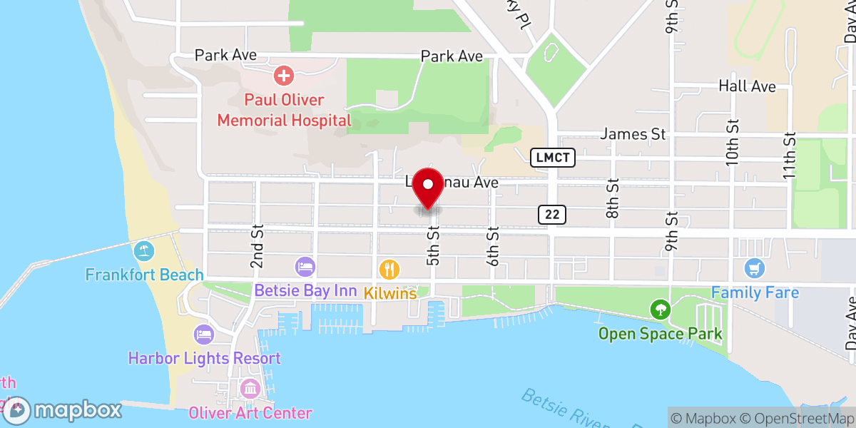 Map showing location of First Congregational Church of Frankfort, MI