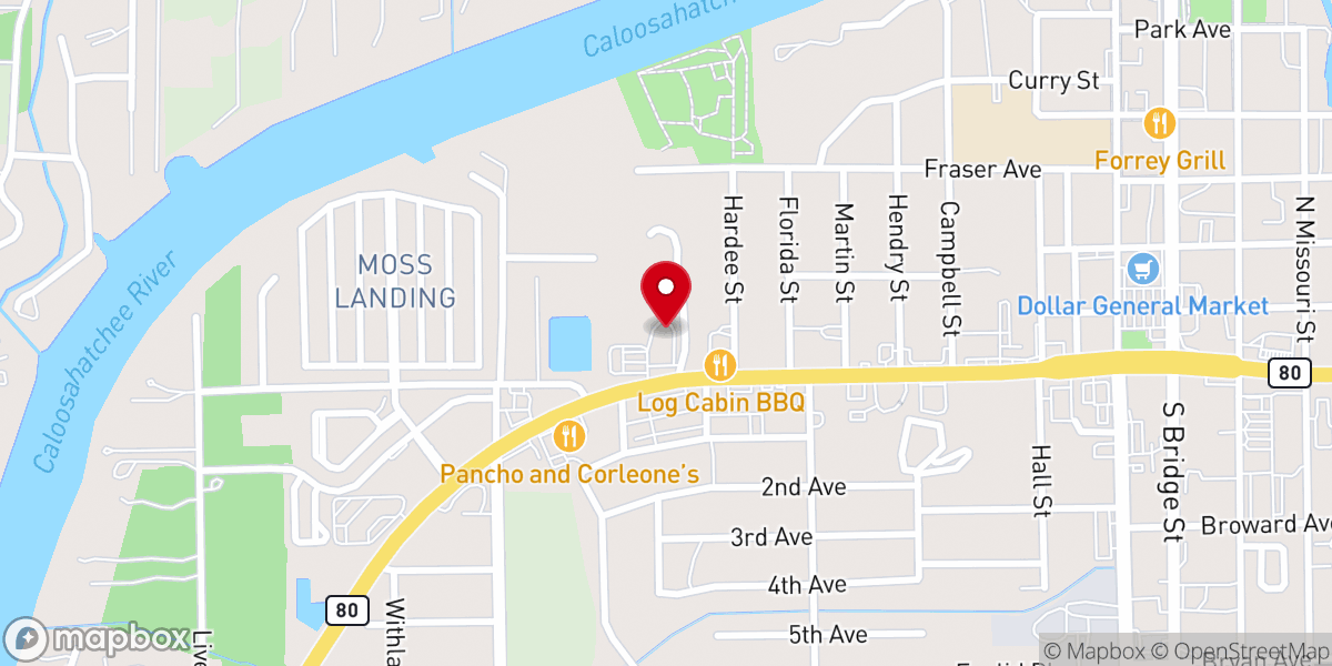 Map showing location of Caloosa Baptist Church