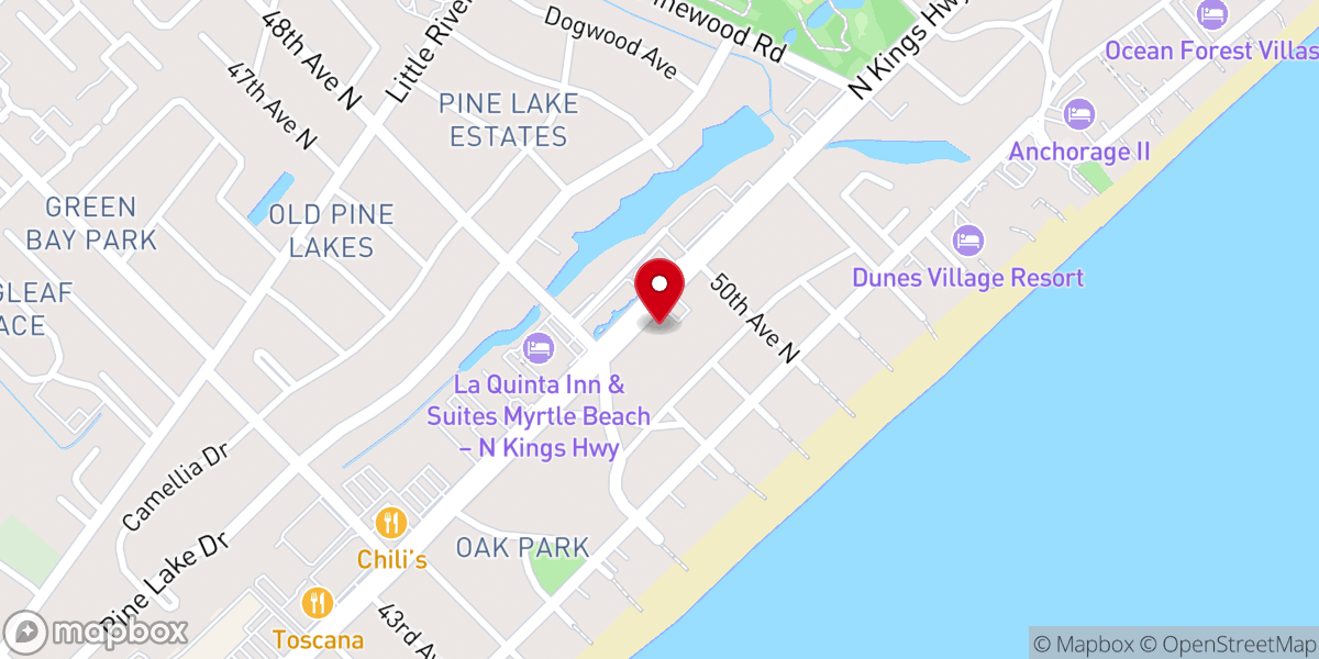 Map showing location of Pine Lakes Church