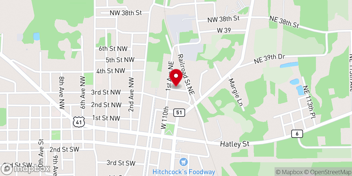 Map showing location of New Bethel Baptist Church