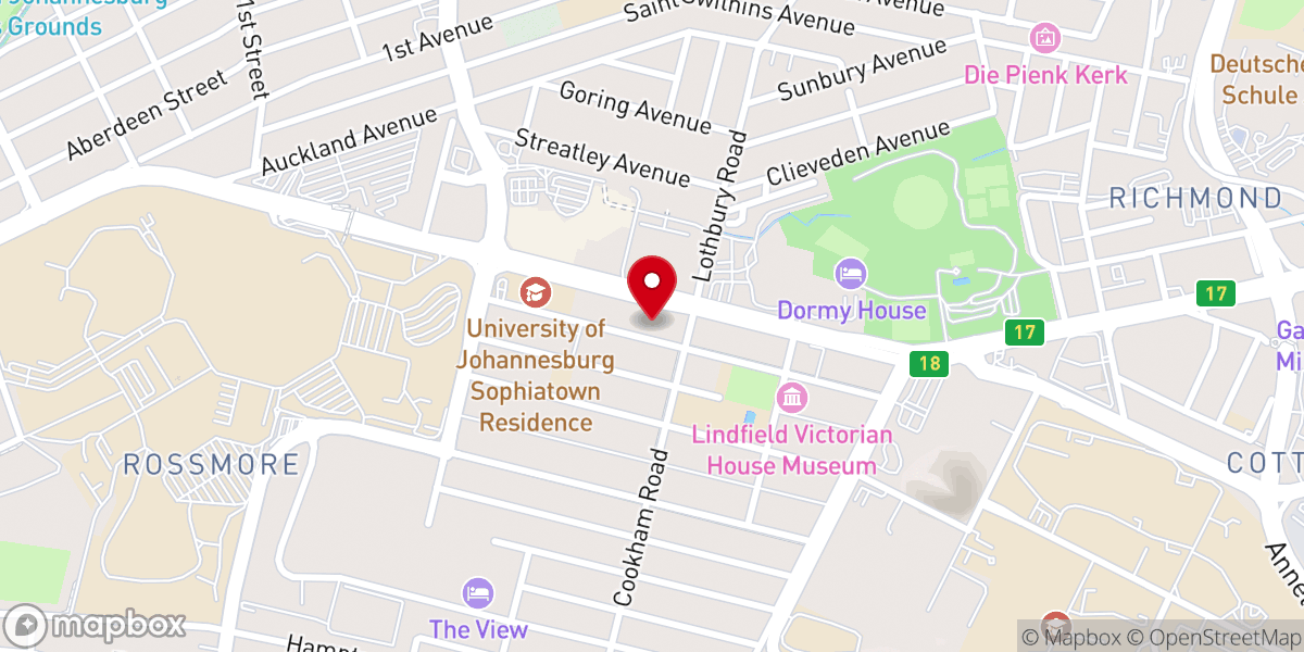 Map showing location of AFM / AGS Auckland Park - Upper Room Church