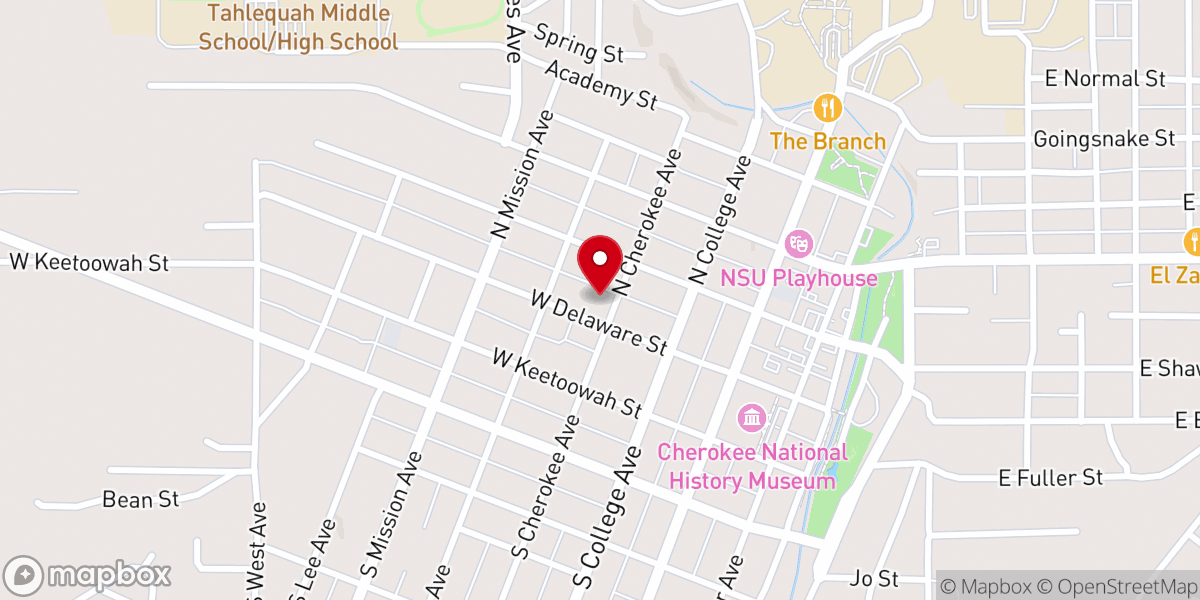 Map showing location of Tahlequah United Methodist Church
