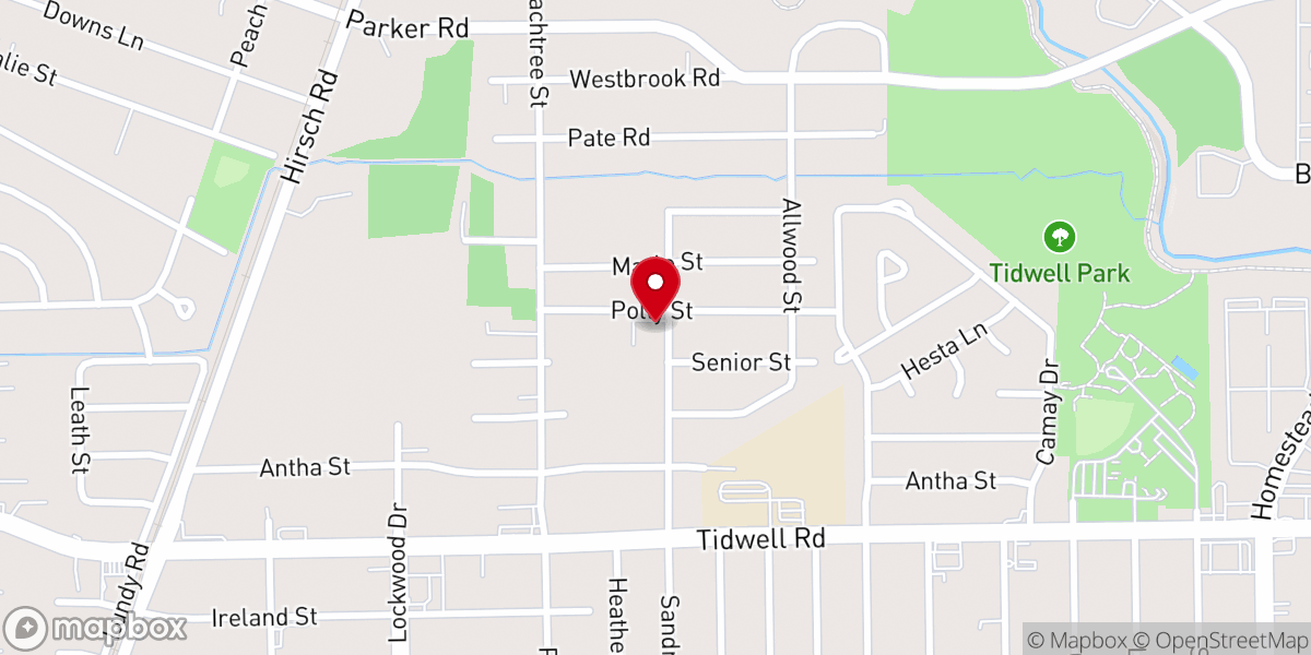 Map showing location of Greater Oak Grove Baptist Church