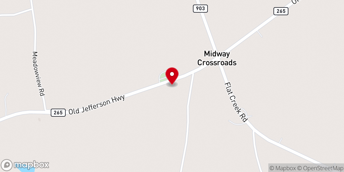 Map showing location of Midway Baptist Church