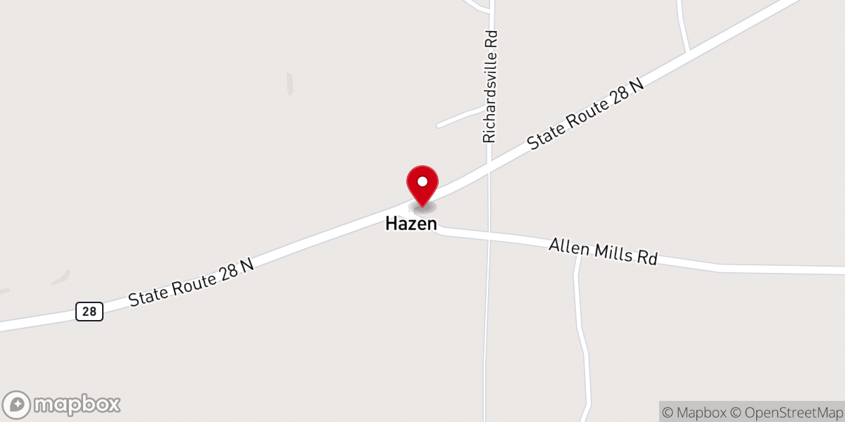 Map showing location of Hazen Community Global Methodist Church