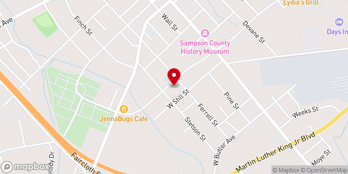 Map showing location of Union Star Original Free Will Baptist Church