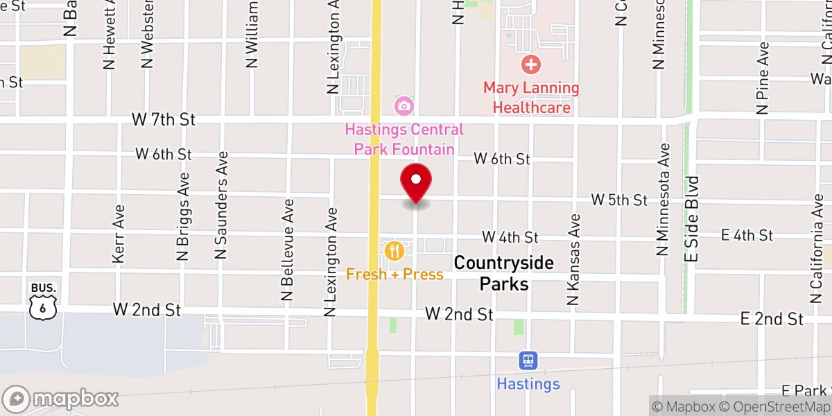 Map showing location of First Presbyterian Church Foundation of Hastings Nebraska