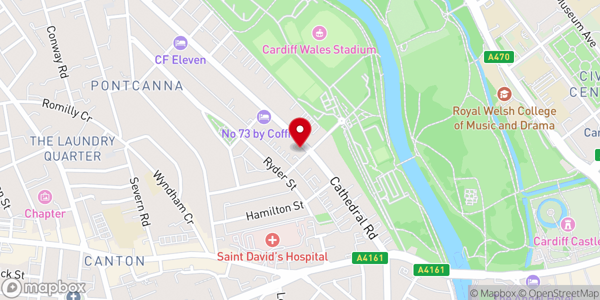 Map showing location of Archdiocese of Cardiff-Menevia
