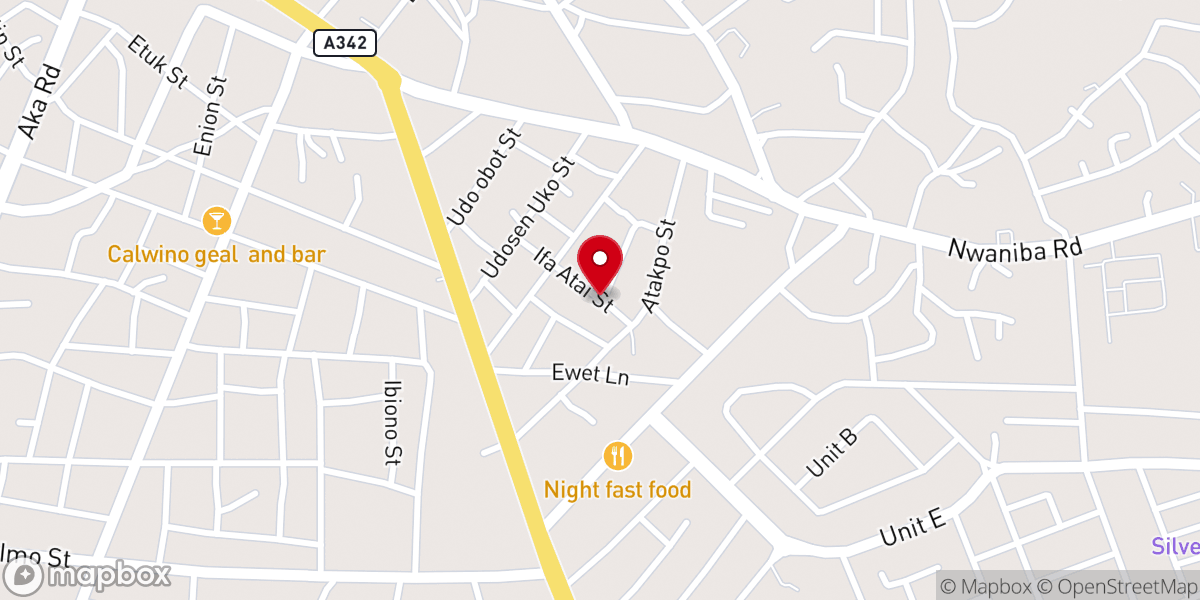 Map showing location of New Covenant Chapel, Ifa Atai