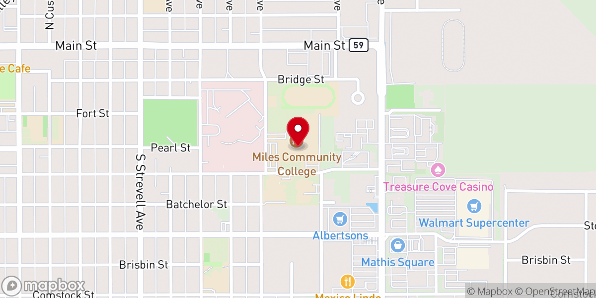 Map showing location of Miles Community College