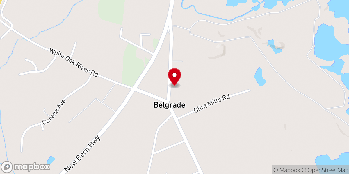 Map showing location of Belgrade Church