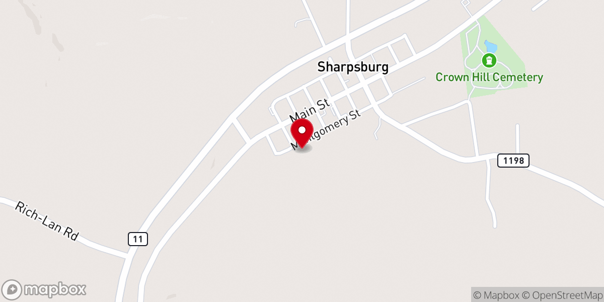 Map showing location of Greater First Baptist Church