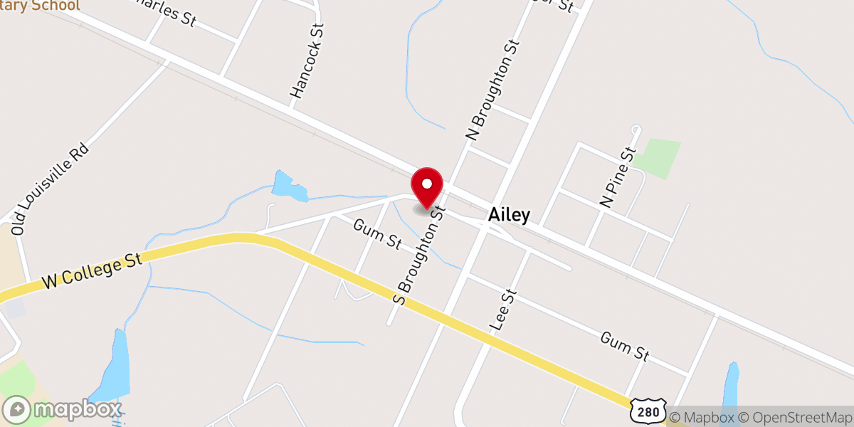 Map showing location of Daniell Baptist Association