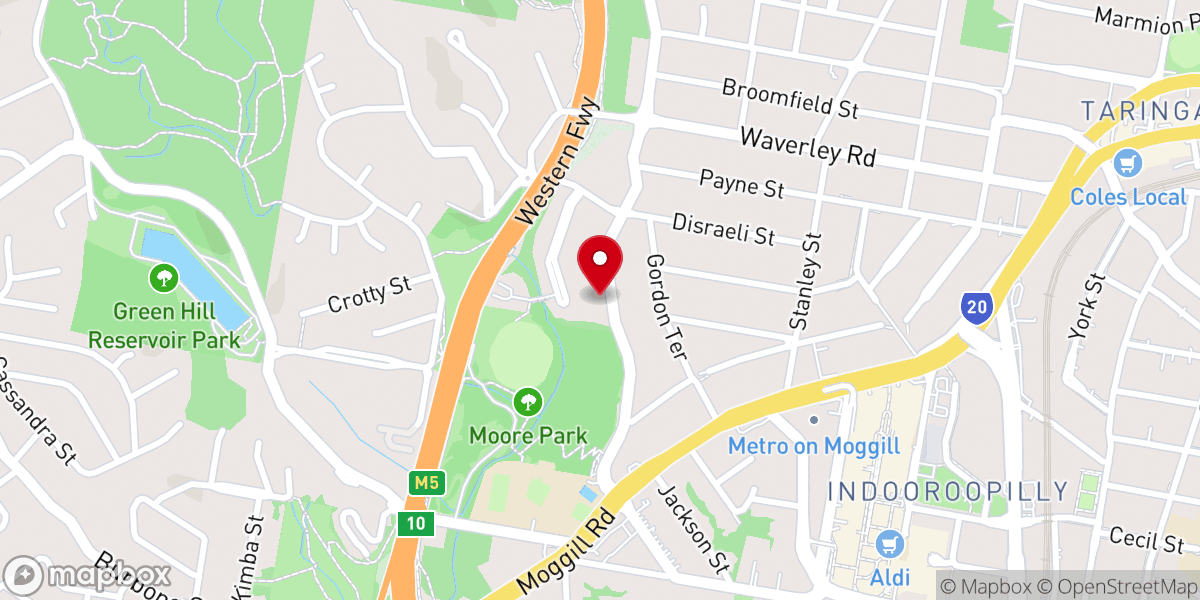 Map showing location of Moore Park Baptist Church
