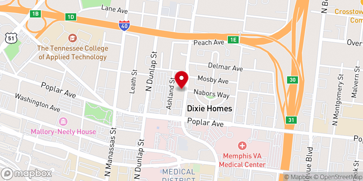 Map showing location of Emmanuel Baptist Church