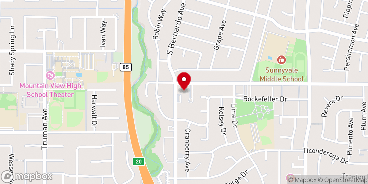 Map showing location of UU Fellowship of Sunnyvale