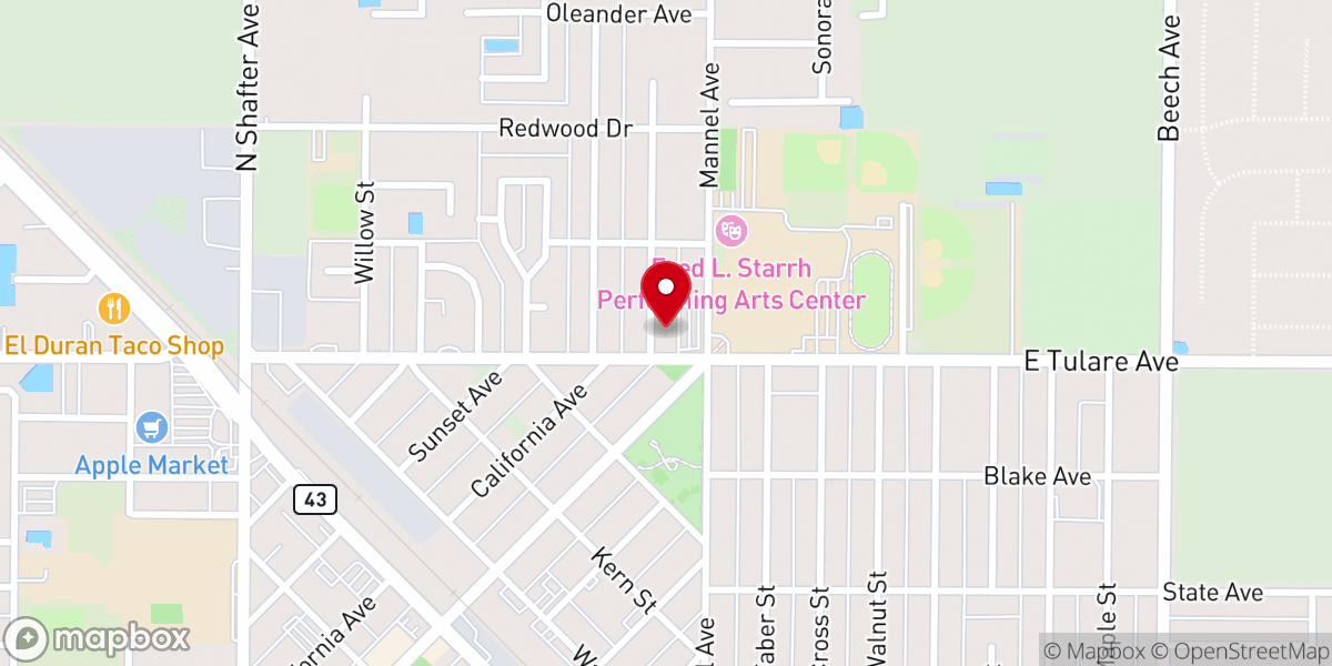 Map showing location of Congregational Bible Church Shafter
