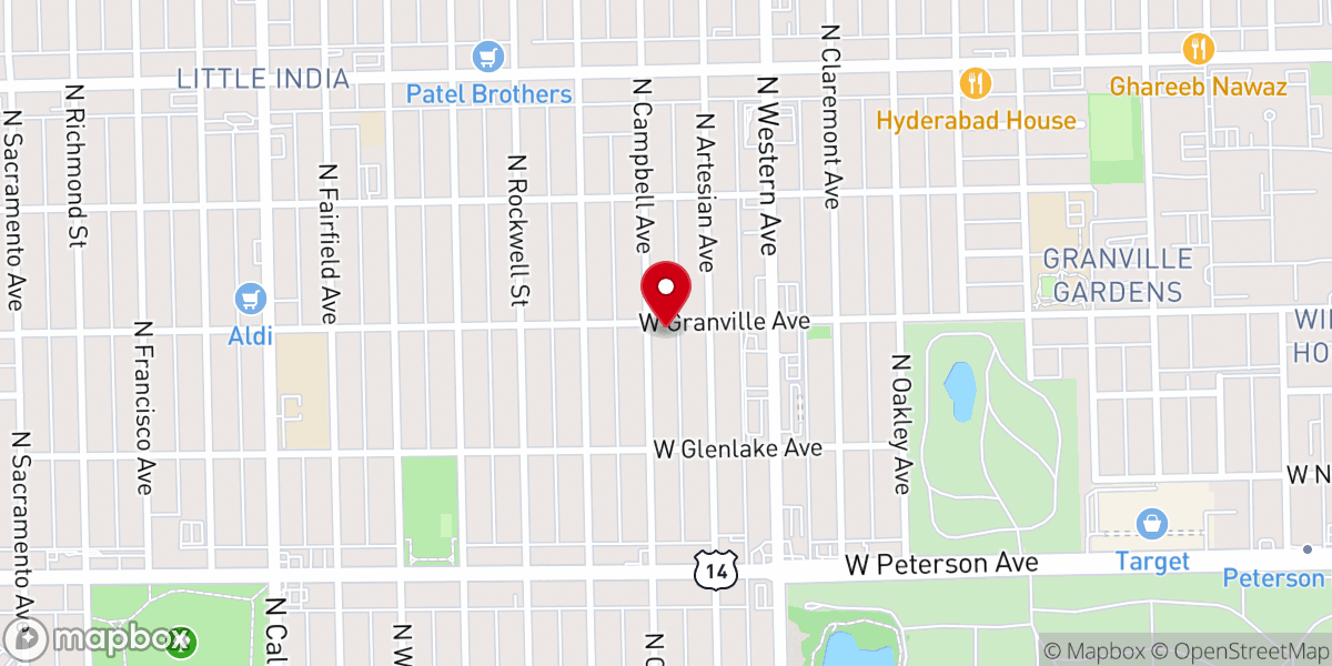 Map showing location of North Side Tabernacle of Praise