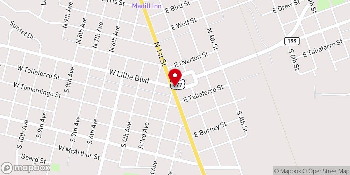Map showing location of Cumberland Baptist Church